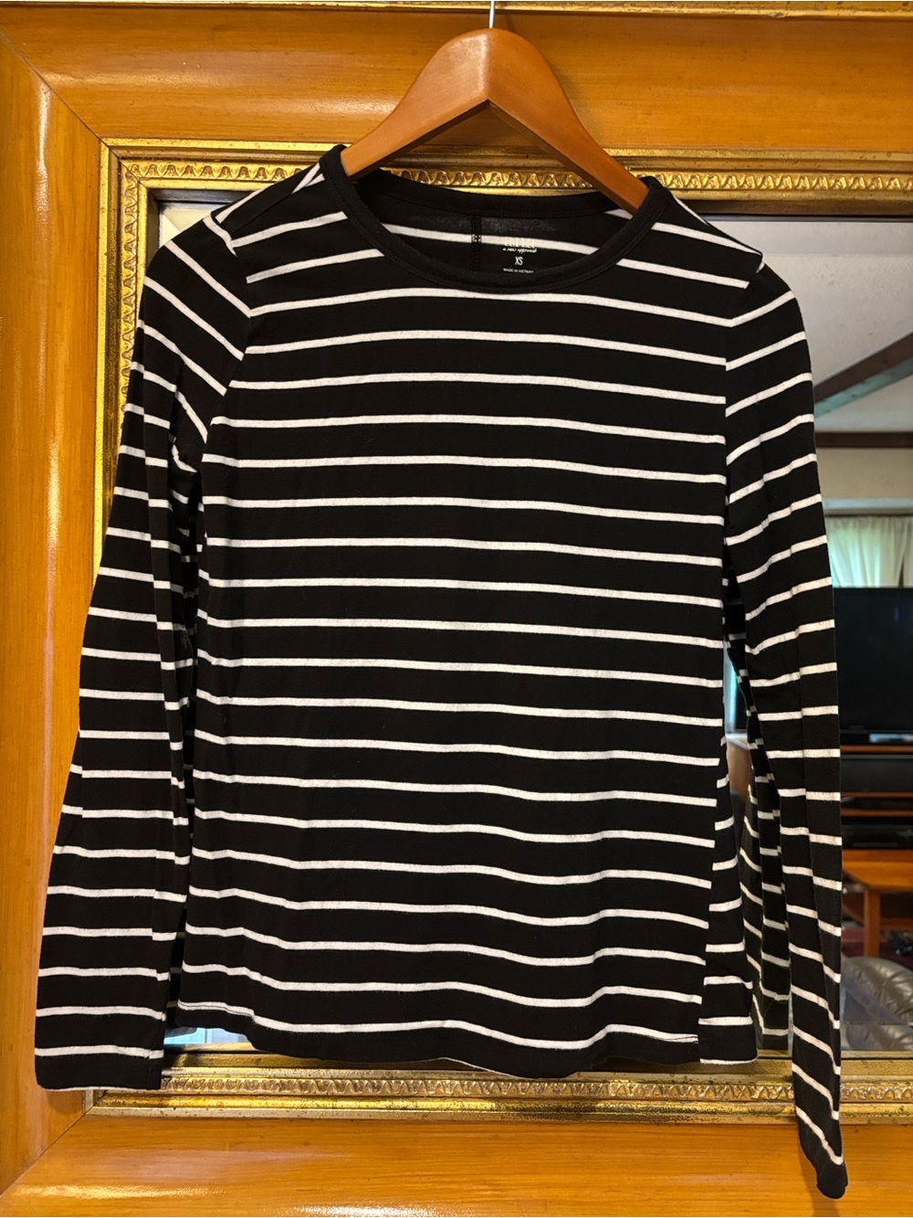 a.n.a. Black & White Striped Long Sleeve Tee - Size XS
